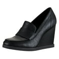 thumbnail image 1 of YDN Women Dressy Loafers Pumps Square Closed Toe Slip On Wedge High Heels Shoes Shopping Daily Wear Size 6.5 Black, 1 of 4