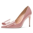 thumbnail image 1 of YDN Women Elegant Pointed Closed Toe Large Bowknot Pumps Stiletto High Heel Slip On Dressy Sandal Bridal Wedding Party Shoes Size 7 Pink, 1 of 5