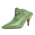 thumbnail image 1 of YDN Women Elegant Pointed Toe Clogs Mules Knots Slip On Kitten Low Heel Sandals Comfy Walking Party Dressy Shoes Size 13 Green, 1 of 4