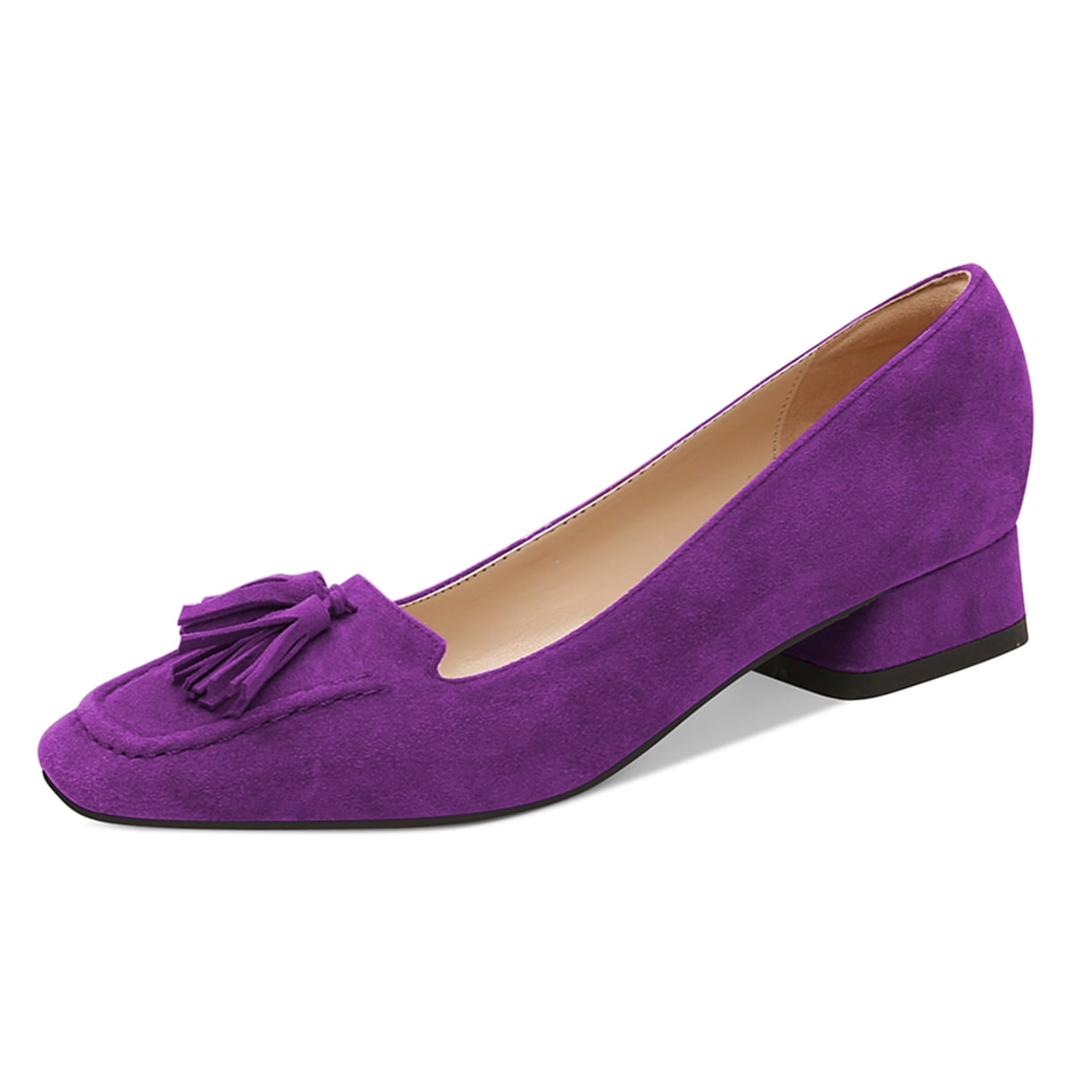womens dark purple dress shoes Dark Purple Suede Block Heels Pumps, Leather Shoes With Ankle Strap, V-cut  Pointy Toe, Short Heel Closed-toe Sandals, Purple Dress Shoes