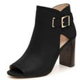 thumbnail image 1 of YDN Women Fashion Chunky High Heels Ankle Bootie Peep Open Toe Chic Cutout Buckled Boots Pumps Side Zipper Shoes Size 5.5 Black, 1 of 6