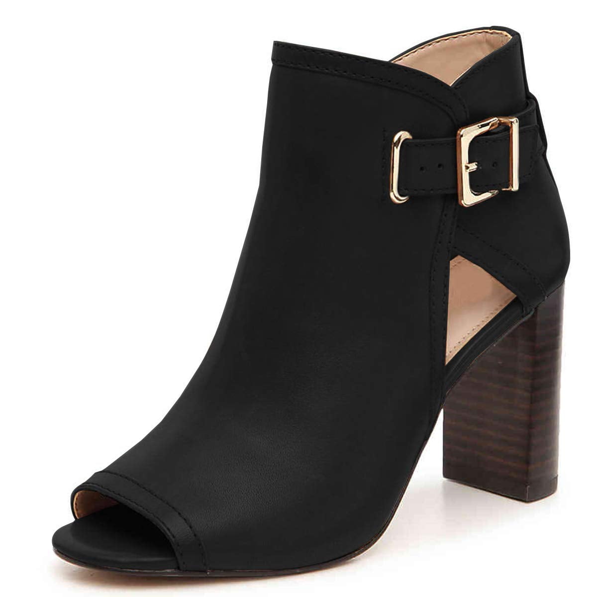 Elegant Women's Solid Square Toe Back Zipper Chunky High Heels Ankle Boots main image 1