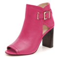 thumbnail image 1 of YDN Women Fashion Chunky High Heels Ankle Bootie Peep Open Toe Chic Cutout Buckled Boots Pumps Side Zipper Shoes Size 7 Pink, 1 of 6
