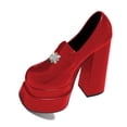 thumbnail image 1 of YDN Women Fashion Platform Square Closed Toe Pumps Rhinestone Block Chunky High Heels Dressy Party Evening Shoes Size 16 Red, 1 of 4