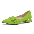 thumbnail image 1 of YDN Women Fashion Pointed Closed Toe Block Low Heel Pumps Slip On Flats Shoes Office Daily Shopping Size 9.5 Green, 1 of 4