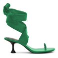 thumbnail image 1 of YDN Women Fashion Ring Toe Ankle Wrap Sandals Wide Strap Lace Up Low Heels Chic Party Dressy Summer Shoes Size 16 Green, 1 of 4