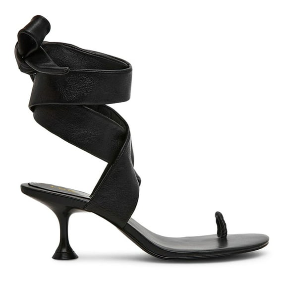 YDN Women Fashion Ring Toe Ankle Wrap Sandals Wide Strap Lace Up Low Heels Chic Party Dressy Summer Shoes Size 7 Black