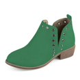 thumbnail image 1 of YDN Women Fashion Studs Stacked Chunky Low Heel Ankle Booties Stylish Cut Out Round Toe Slip On Short Boots Comfort Casual Daily Winter Shoes Size 16 Green, 1 of 4
