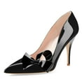 thumbnail image 1 of YDN Women Graceful Bows Slip On Pumps Pointed Closed Toe Stiletto Super High Heels Prom Wedding Party Dress Shoes Size 12 Black, 1 of 4