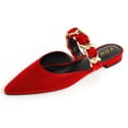 thumbnail image 1 of YDN Women Graceful Pointed Clossed Toe Slip On Mules Chain Strap Low Heel Sandals Casual Dressy Indoor Shoes Size 7 Red, 1 of 5