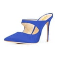 thumbnail image 1 of YDN Women Graceful Pointy Closed Toe Stiletto High Heel Mules Slip On Backless Pumps Clogs Slide Sandals Shoes Size 15 Navy, 1 of 4