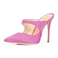 thumbnail image 1 of YDN Women Graceful Pointy Closed Toe Stiletto High Heel Mules Slip On Backless Pumps Clogs Slide Sandals Shoes Size 7.5 Fuchsia, 1 of 4