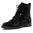 thumbnail image 1 of YDN Women Graceful Round Closed Toe Ankle Boots Suede Chunky Block Low Heels Lace Up Shorts Boots Office Winter Shoes Size 7.5 Black, 1 of 5