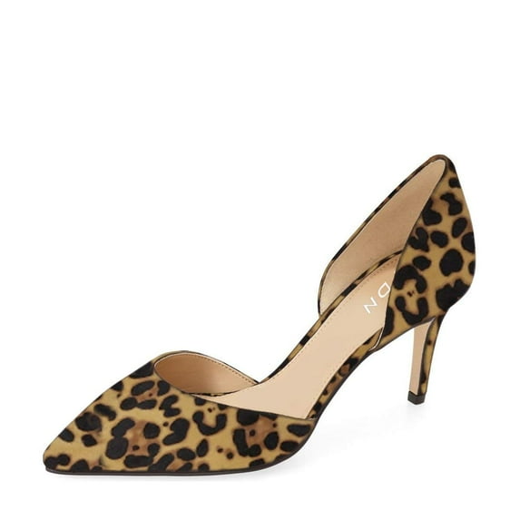 YDN Women Graceful Stilettos High Heels D'Orsay Pumps Pointed Closed Toe Slip On Classic Party Dressy Shoes Size 8.5 Leopard