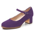 thumbnail image 1 of YDN Women Lovely Closed Toe Low Block Heel Pumps Chunky Adjustable Strap Buckle Mary Janes Fashion Ballroom Dress Shoes Size 10.5 Purple, 1 of 4