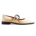 thumbnail image 1 of YDN Women Lovely Pointed Toe Mary Jane Flats Single Strap Buckle Low Heels Fancy Ballroom Dress Shoes Size 8 Beige, 1 of 4