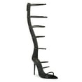 thumbnail image 1 of YDN Women Open Pointed Toe Stilettos Sandals Back Zippers Strappy Super High Heels Sexy Party Evening Dress Shoes Size 4 Black, 1 of 4