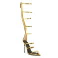 thumbnail image 1 of YDN Women Open Pointed Toe Stilettos Sandals Back Zippers Strappy Super High Heels Sexy Party Evening Dress Shoes Size 6.5 Gold, 1 of 4