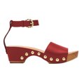 thumbnail image 1 of YDN Women Open Round Toe Cork Chunky Low Heels Nail Studded Platform Ankle Strap Sandals Comfortable Daily Dressy Shopping Shoes Size 4 Red, 1 of 4