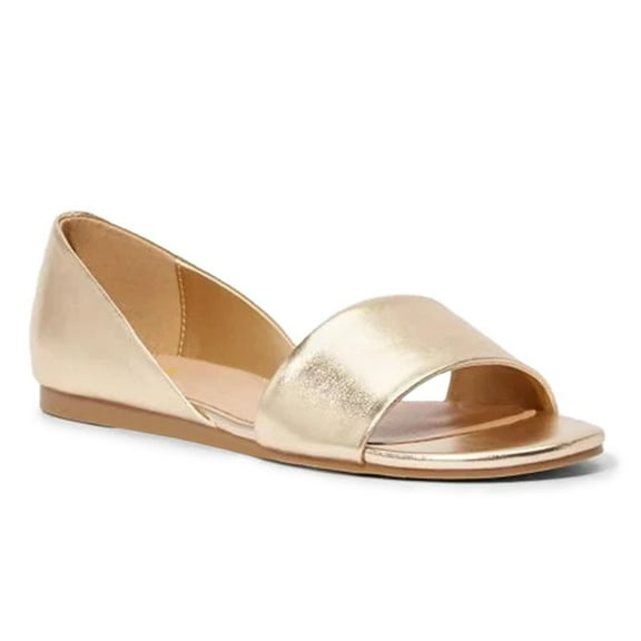 YDN Women Open Round Toe D'orsay Flats Slip on Flat Heel Sandals Walking Shopping Dress Shoes Size 12 Gold