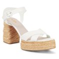 thumbnail image 1 of YDN Women Open Round Toe Espadrilles Block High Heels Platform Cross Strap Buckled Sandals Fashion Dressy Outdoor Shoes Size 10.5 White, 1 of 4