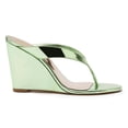 thumbnail image 1 of YDN Women Open Round Toe Flip Flops Slip On Wedge High Heel Slides Sandals Casual Dress Thong Shoes Size 4 Green, 1 of 4