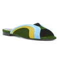 thumbnail image 1 of YDN Women Open Round Toe Multicolor Mules Slip on Low Chunky Heels Comfortable Casual Dress Heeled Slippers Size 7 Green&Yellow&Blue, 1 of 4
