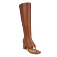 thumbnail image 1 of YDN Women Open Split Toe Knee High Boots Side Zipper Mid Chunky Heels Fashion Dressy Party Long Booties Size 7 Brown, 1 of 3