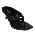 thumbnail image 1 of YDN Women Open Square Toe Flip Flops Low Kitten Heel Slip on Mules Casual Dress Summer Beach Thong Sandals Size 5.5 Black Pu, 1 of 4