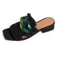 thumbnail image 1 of YDN Women Open Square Toe Tassel Chains Slip on Mules Slip on Low Chunky Heel Sandals Party Daily Shopping Size 8.5 Black, 1 of 4
