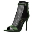 thumbnail image 1 of YDN Women Open Toe Stiletto High Heel Mesh Boots Ankle Strap Booties Pump with Back Zipper Size 12 Olive, 1 of 4