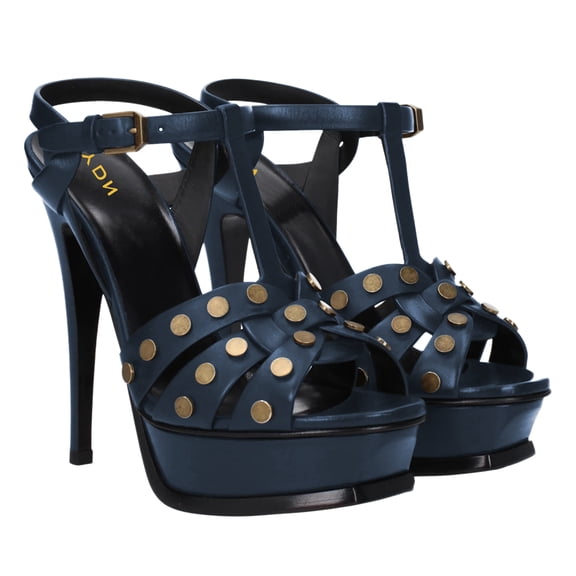 YDN Women Open Toe Studded T-Strap Sandals Platform Buckle Super High Heels Sexy Cocktail Party Show Shoes Size 4 Blue