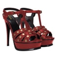 thumbnail image 1 of YDN Women Open Toe Studded T-Strap Sandals Platform Buckle Super High Heels Sexy Cocktail Party Show Shoes Size 7 Red, 1 of 5
