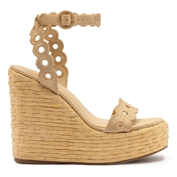 YDN Women Open Toe Wedge High Heels Ankle Buckle Strap Platform Sandals Summer Vacation Beach Shoes Size 7 Khaki