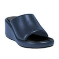 thumbnail image 1 of YDN Women Open Toe Wedge Mid Heel Mules Slip on Platform Slide Sandals Summer Beach Dressy Slippers Size 10.5 Navy, 1 of 4