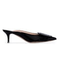 thumbnail image 1 of YDN Women Ornamental Buckle Pointed Toe Mules Slip on Kitten Low Heels Elegant Work Party Backless Pumps Size 8 Black, 1 of 4