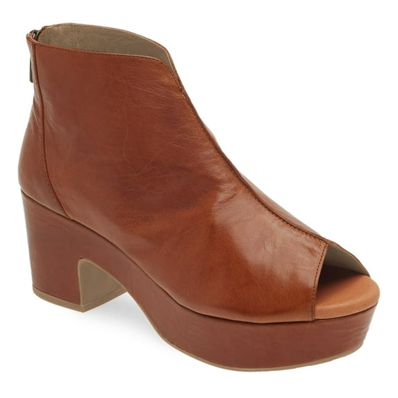 YDN Women Peep Round Toe Platform Ankle Boots Back Zipper Chunky Block Heels Comfortable Daily Dress Booties Size 13 Brown