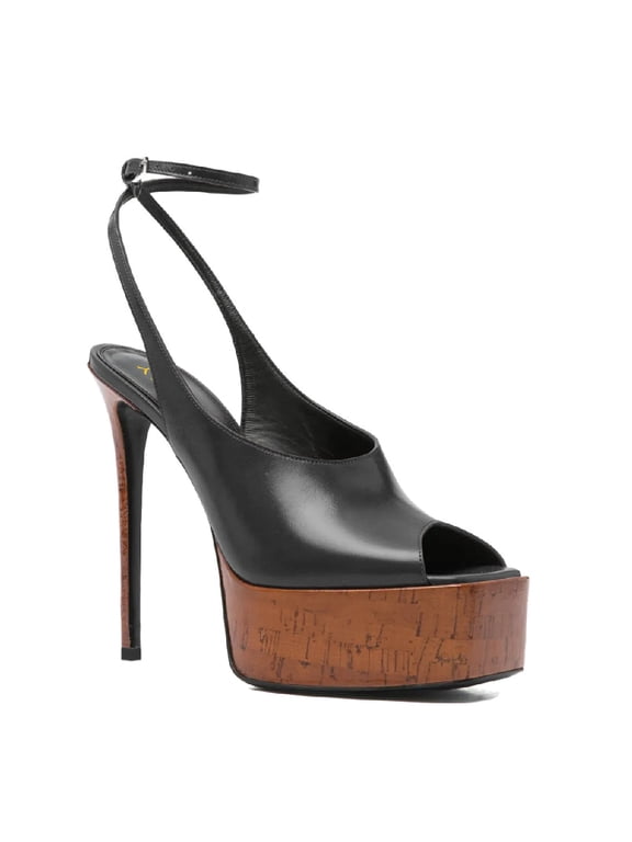 Women Peep Toe Platform Sandals Ankle Buckled Strap Stiletto Heel Ultra Thin High Heel Slingback Casual Dressy Party Daily Outfit Shoes Size 4 Black