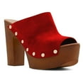 thumbnail image 1 of YDN Women Peep Toe Platform Slip on Mules Studded Chunky High Heel Slide Sandals Fashion Dressy Casual Clog Shoes Size 15 Red, 1 of 4