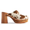 thumbnail image 1 of YDN Women Platform Rivet Studded Clog Mules Round Toe Slip on High Chunky Heels Casual Dress Slide Sandals Size 8.5 Cow, 1 of 4