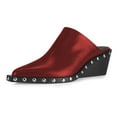 thumbnail image 1 of YDN Women Pointed Closed Toe Rivets Studded Clogs Mules Slip On Wedge Mid Heel Slides Sandals Casual Daily Wear Shoes Size 7 Red, 1 of 4