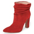 thumbnail image 1 of YDN Women Pointed Toe Ankle Boot Chunky High Heels Pull On Winter Slouch Booties Shoe Size 10.5 Red, 1 of 5