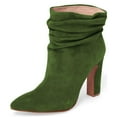 thumbnail image 1 of YDN Women Pointed Toe Ankle Boot Chunky High Heels Pull On Winter Slouch Booties Shoe Size 7 Green, 1 of 5