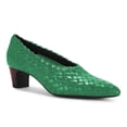 thumbnail image 1 of YDN Women Pointed Toe Checkered Style Pumps Block Low Heels Slip On Casual Comfort Daily Outfit Shoes Size 13 Green, 1 of 4