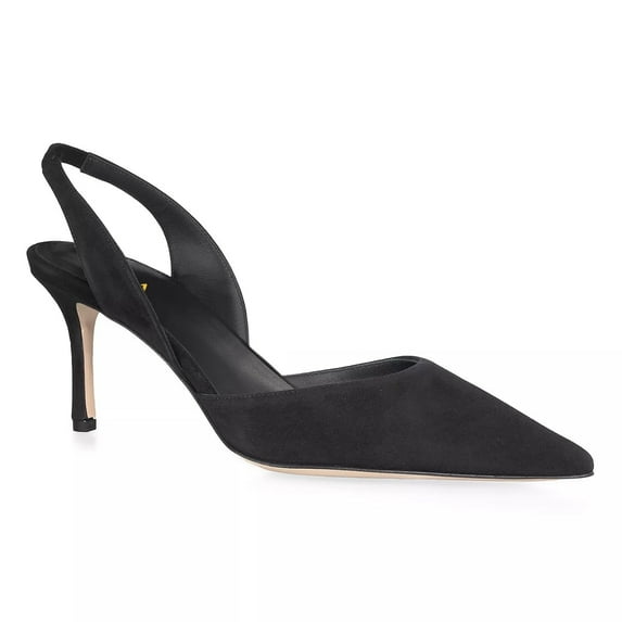 YDN Women Pointed Toe Elastic Slingback Pumps Strappy Mid Thin Heel Sandals Elegant Party Date Shoes Size 5 Black