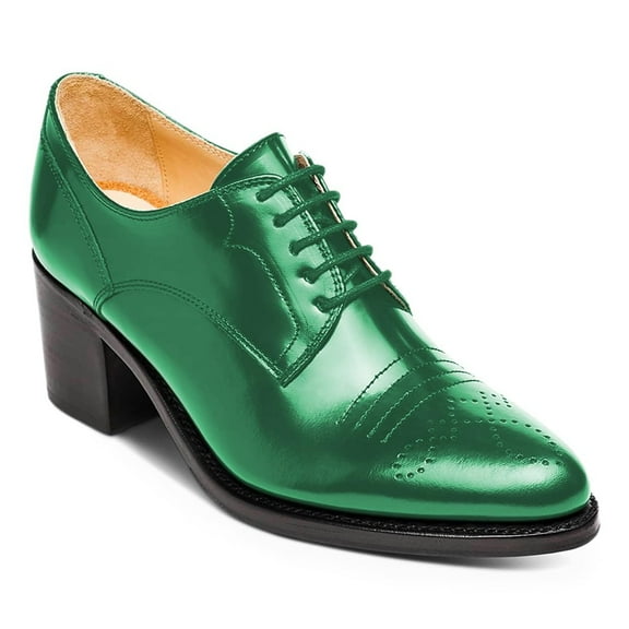 YDN Women Pointed Toe Lace up Oxford Shoes Comfortable Chunky Block low Heels Work Daily Dress Pumps Size 7 Green