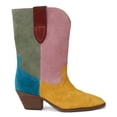 thumbnail image 1 of YDN Women Pointed Toe Mid Calf Western Boots Pull On Stacked Chunky Low Heels Fashion Date Daily Dress Shoes Size 4 Multi Yellow, 1 of 4