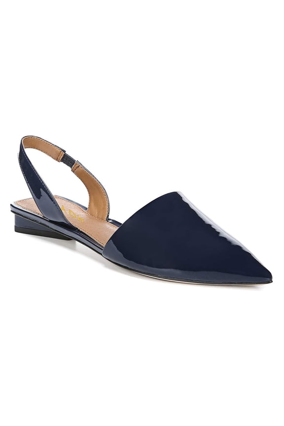 Women Pointed Toe Slingback D'orsay Pumps Elastic Backstrap Low Block Heels Elegtant Prom Date Work Sandals Size 4 Dark Blue