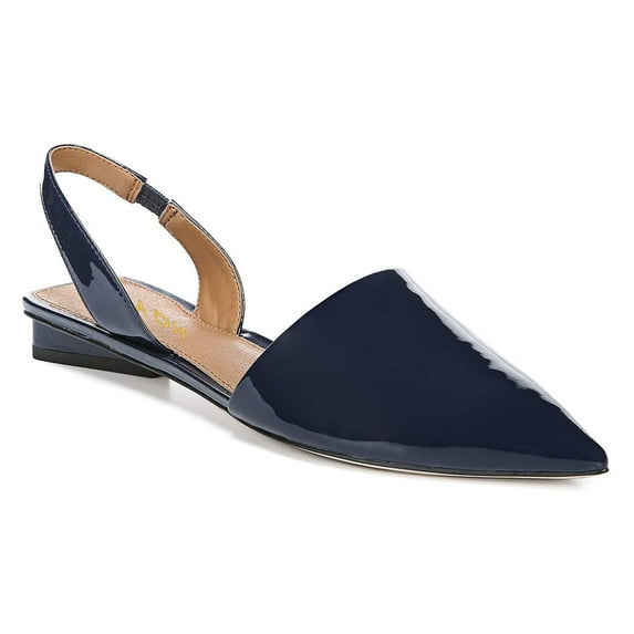 YDN Women Pointed Toe Slingback D'orsay Pumps Elastic Backstrap Low Block Heels Elegtant Prom Date Work Sandals Size 8 Dark Blue