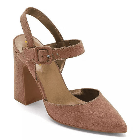 YDN Women Pointed Toe Strappy Buckled Pumps Ankle Strap High Chunky Heels Dressy Dance Party Sandals Size 7 Brown